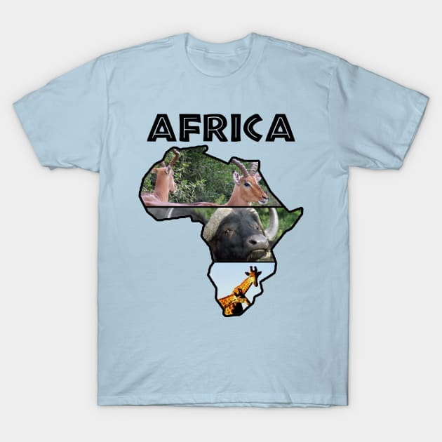 Africa Wildlife Continent Collage T-Shirt by PathblazerStudios